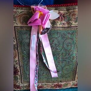 LoveShackFancy Floral Pink Ribbon Pin 🌸